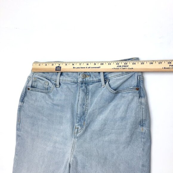 Old Navy Women's Flare Leg Jeans Higher High Rise Light Wash Fray Hems size 8 - Picture 4 of 8